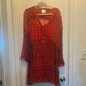 Maeve Red Long Sleeve Swing Dress size 12